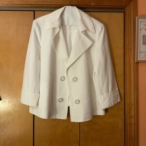 Kasper White Double-Breasted Pea Coat